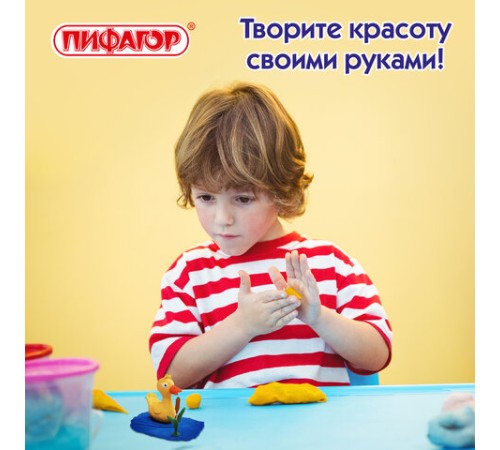 Пластилин на растительной основе (тесто для лепки) ПИФАГОР, 7 цветов, 210 г, пластиковый стакан, 104544