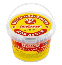 Пластилин на растительной основе (тесто для лепки) ПИФАГОР, 12 цветов, 360 г, пластиковое ведро, 104546