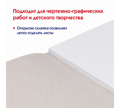 Альбом для черчения А4 40 л., склейка, 160 г/м2, ПИФАГОР, 104808