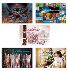 Альбом для рисования, А4, 32 листа, спираль, обложка картон, HATBER, 205х300 мм, 