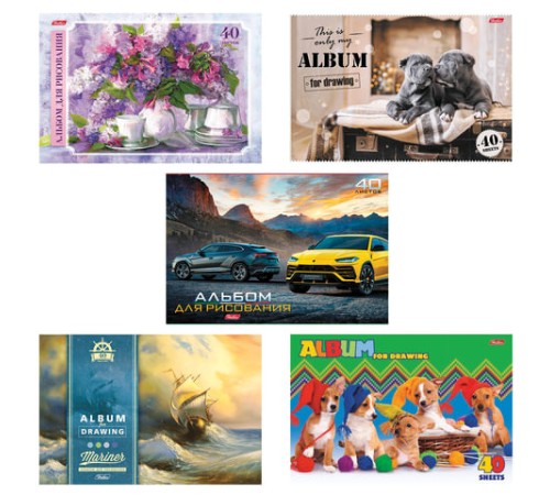 Альбом для рисования, А4, 40 листов, скоба, обложка картон, HATBER, 205х290 мм, 