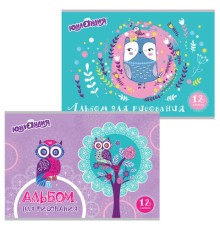 Альбом для рисования, А4, 12 листов, скоба, обложка картон, ЮНЛАНДИЯ, 200х283 мм, 