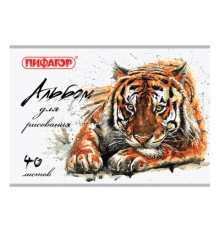Альбом для рисования А4 40 л., скоба, обложка офсет, ПИФАГОР, 205х290 мм, 