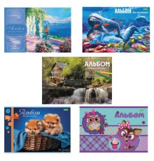 Альбом для рисования, А4, 24 листа, скоба, обложка офсет, HATBER ECO, 205х290 мм, Ассорти, 058404, 24А4C