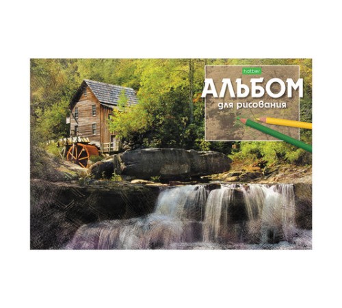 Альбом для рисования, А4, 24 листа, скоба, обложка офсет, HATBER ECO, 205х290 мм, Ассорти, 058404, 24А4C