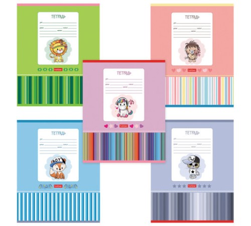 Тетрадь 12 л., HATBER, косая линия, обложка картон, 