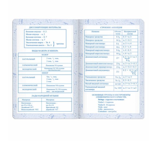 Дневник для музыкальной школы 140х210 мм, 48 л., обложка кожзам твердая, фольга, BRAUBERG, справочный материал, темно-синий, 105500