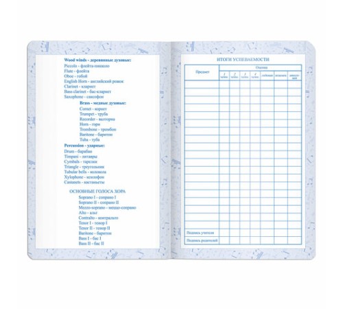 Дневник для музыкальной школы 140х210 мм, 48 л., обложка кожзам твердая, фольга, BRAUBERG, справочный материал, черный, 105502