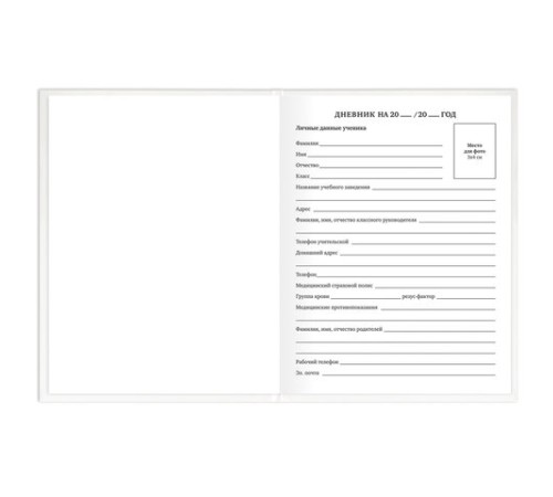 Дневник 1-11 класс 40 л., твердый, BRAUBERG, матовая ламинация, БЕЛЫЙ, 105540