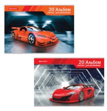 Альбом для рисования А4 20 л., скоба, обложка картон, BRAUBERG, 202х285 мм, 