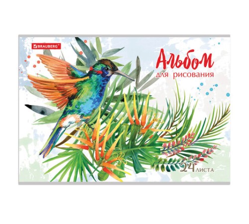 Альбом для рисования А4 24 л., скоба, обложка картон, BRAUBERG, 202х285 мм, 