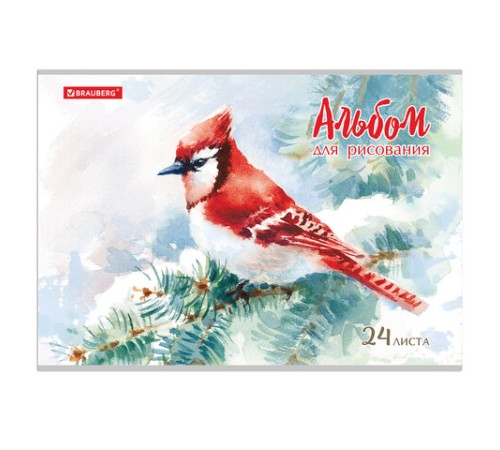 Альбом для рисования А4 24 л., скоба, обложка картон, BRAUBERG, 202х285 мм, 