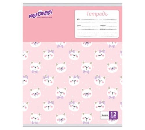 Тетрадь 12 л. ЮНЛАНДИЯ линия, обложка картон, 