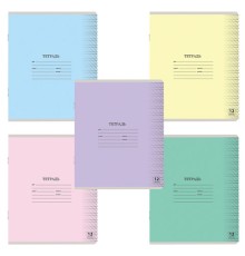 Тетрадь 12 л. ЮНЛАНДИЯ КЛАССИЧЕСКАЯ, частая косая линия, обложка картон, АССОРТИ 5 видов, 105650