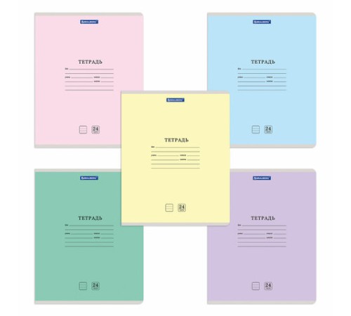 Тетрадь 24 л. BRAUBERG КЛАССИКА NEW линия, обложка картон, АССОРТИ (5 видов), 105704