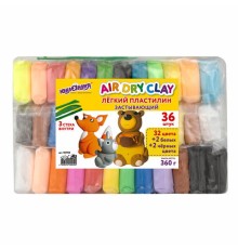 Пластилин супер лёгкий воздушный 36 шт. (32 цвета + 2 белых + 2 черных), 360 г, 3 стека, ЮНЛАНДИЯ, 105908