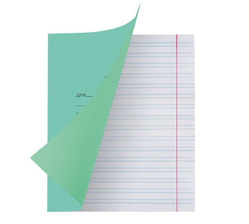 Тетрадь ЗЕЛЁНАЯ обложка 12 л., узкая линия с полями, офсет, 