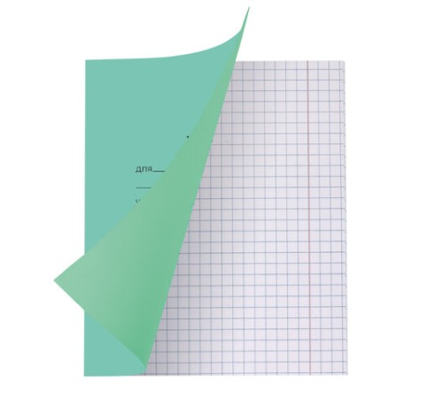 Тетрадь ЗЕЛЁНАЯ обложка 12 л., крупная клетка с полями, офсет, 