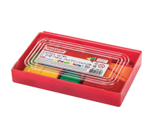 Касса цифр и счетных материалов 132 элемента, пенал, ПИФАГОР, 106146