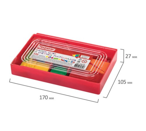 Касса цифр и счетных материалов 132 элемента, пенал, ПИФАГОР, 106146
