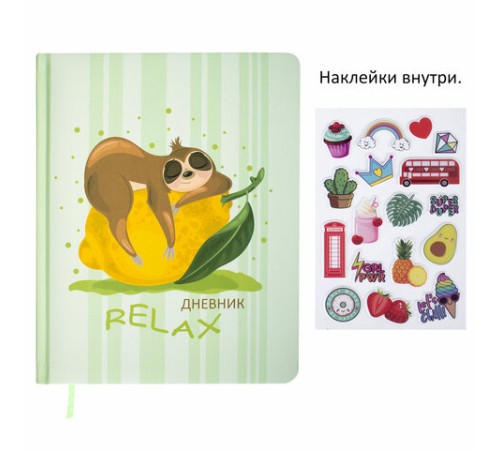 Дневник 1-11 класс 48 л., кожзам (твердая с поролоном), печать, наклейки, BRAUBERG, 