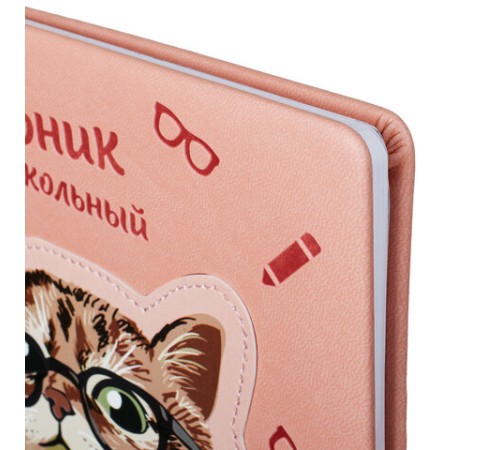 Дневник 1-11 класс 48 л., кожзам (твердая с поролоном), тиснение, аппликация, BRAUBERG, 