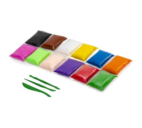 Пластилин супер лёгкий воздушный застывающий 12 цветов, 120 г, 3 стека, BRAUBERG KIDS, 106306