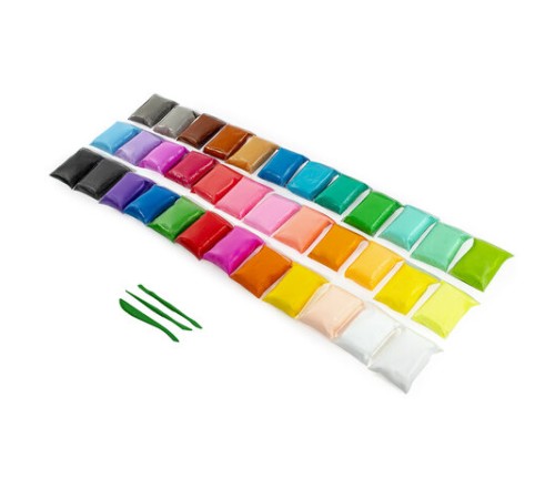 Пластилин супер лёгкий воздушный застывающий 36 шт. (32 цвета + 2 белых + 2 черных) 360 г, 3 стека, BRAUBERG KIDS, 106309