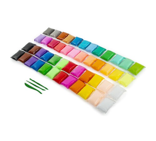 Пластилин супер лёгкий воздушный застывающий 48 шт. (36 цветов + 12 базовых), 480 г, 3 стека, BRAUBERG KIDS, 106310