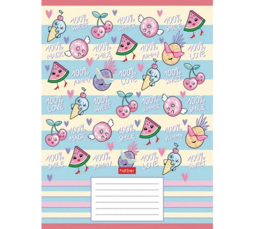 Тетрадь 18 л., HATBER, клетка, обложка картон, 