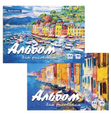 Альбом для рисования А4 40 л., склейка, обложка картон, подложка, BRAUBERG, 205х290 мм, 
