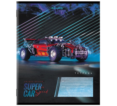 Тетрадь 12 л. BRAUBERG, клетка, обложка картон, 