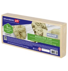 Пластилин скульптурный BRAUBERG ART CLASSIC, телесный, 1 кг, мягкий, 106522