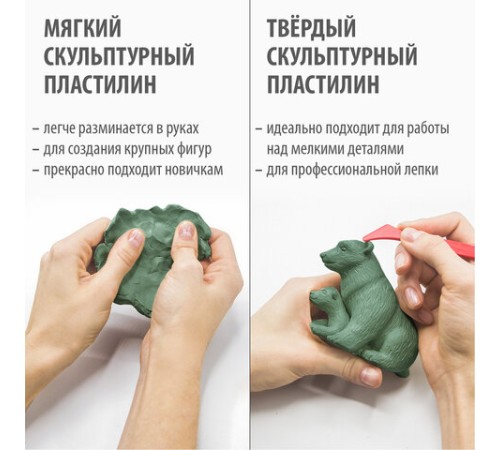 Пластилин скульптурный BRAUBERG ART CLASSIC, оливковый, 1 кг, твердый, 106526