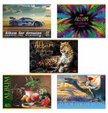 Альбом для рисования, А4, 40 л., скоба, обложка картон, HATBER, 205х290 мм, 