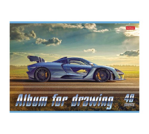 Альбом для рисования, А4, 40 л., скоба, обложка картон, HATBER, 205х290 мм, 