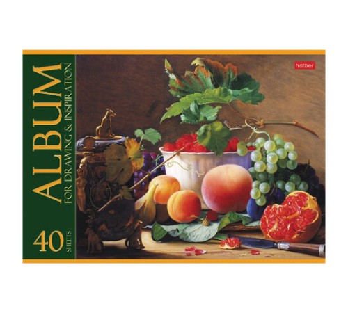 Альбом для рисования, А4, 40 л., скоба, обложка картон, HATBER, 205х290 мм, 
