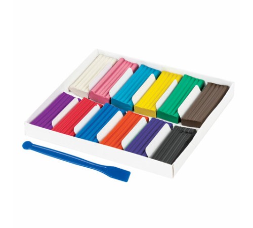 Пластилин классический ОФИСМАГ, 12 цветов, 240 г, СО СТЕКОМ, 106677