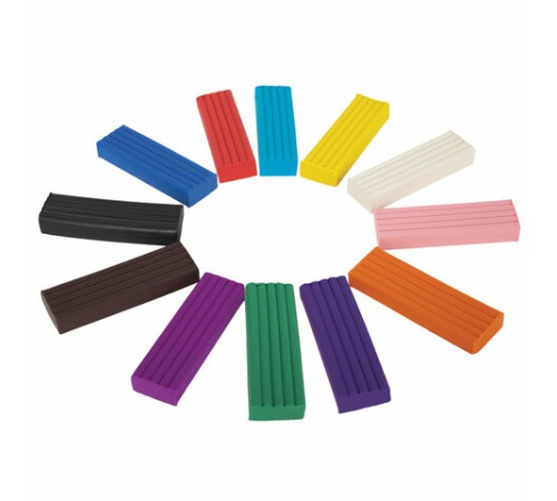 Пластилин классический ОФИСМАГ, 12 цветов, 240 г, СО СТЕКОМ, 106677