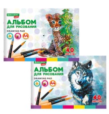 Альбом для рисования, А4, 40 листов, скоба, обложка картон, BRAUBERG KIDS, 200х285 мм, 