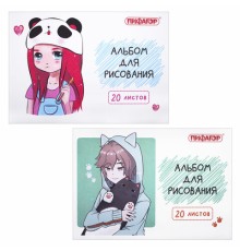 Альбом для рисования А4 20 л., скоба, обложка офсет, ПИФАГОР, 203х288 мм, 