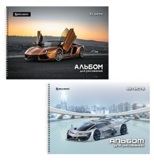 Альбом для рисования А4 32 л., гребень, выборочный лак, BRAUBERG, 195х285 мм, 