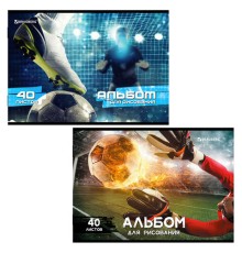 Альбом для рисования А4, 40 листов, скоба, обложка картон, BRAUBERG, 205х290 мм, 