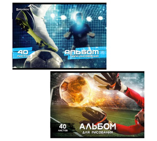 Альбом для рисования А4, 40 листов, скоба, обложка картон, BRAUBERG, 205х290 мм, 
