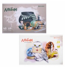Альбом для рисования А4 40 л., скоба, обложка картон, BRAUBERG, 203х288 мм, 