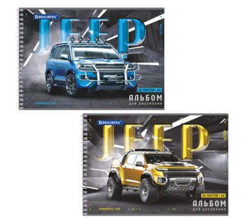 Альбом для рисования, А4, 40 листов, гребень, обложка картон, BRAUBERG, 195х285 мм, 
