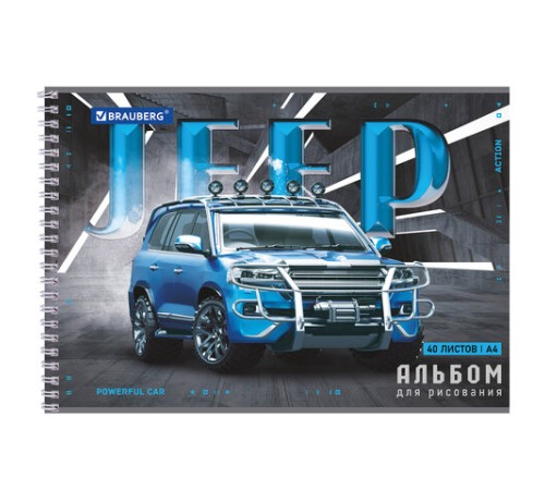 Альбом для рисования, А4, 40 листов, гребень, обложка картон, BRAUBERG, 195х285 мм, 