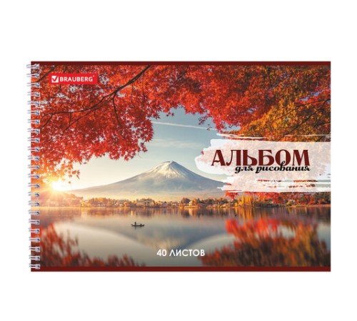 Альбом для рисования, А4, 40 листов, гребень, обложка картон, BRAUBERG, 195х285 мм, 