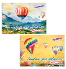 Альбом для акварели А4 40 л., бумага 160 г/м2, гребень, обложка картон, ЮНЛАНДИЯ, 