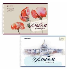 Альбом для акварели А4 40 л., бумага 200 г/м2, гребень, обложка картон, BRAUBERG, Ассорти 2 вида, 106713